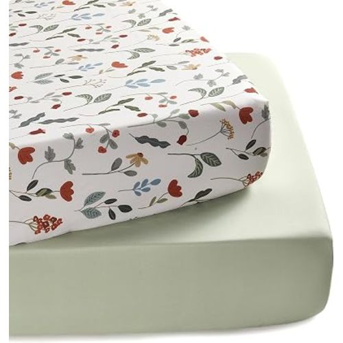 Baby Crib Sheets for Boys Girls, Super Soft Toddler Bed Sheets, 2 Pack Sheets for Standard Crib Mattress 28x52in, Forest Floral