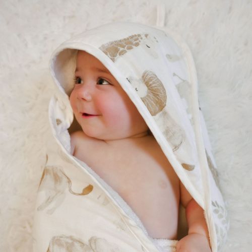 Kendi Baby Hooded Towel - Safari Pattern | Crane Baby