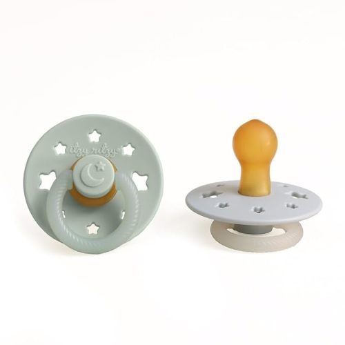 Itzy Ritzy Natural Rubber Pacifiers – Baby Pacifiers with Cherry-Shaped Nipple & Large Air Holes for Added Safety – Set of 2 Glow in The Dark Binkies (Ages 0 – 6 Months)
