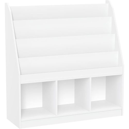 RiverRidge Kids 4 shelves Three Cubbies Bookrack, White