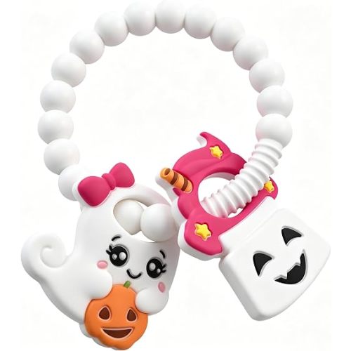 BIGSPINACH Halloween Baby Teether Toy, Ghost Silicone Teething Ring Gift