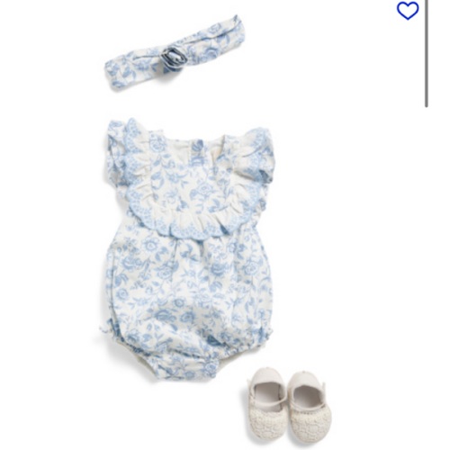 Newborn Girls Floral Print Bubble Romper With Headband And Shoes Set | Baby | Marshalls