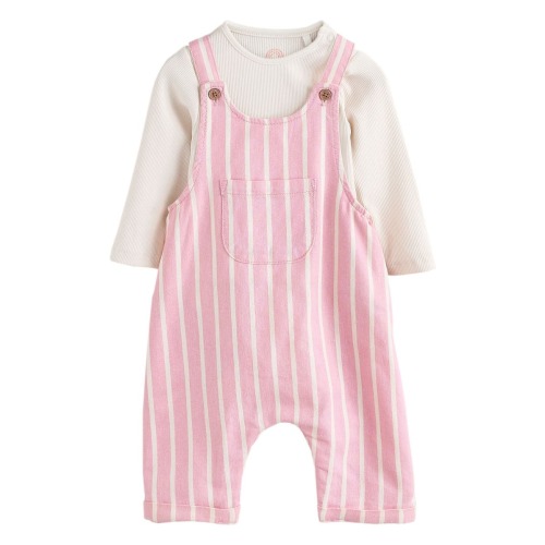 Stripe Overalls & Long Sleeve T-Shirt, 0-3M- Only a few left