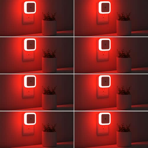 Sujeet Night Light, Night Lights Plug into Wall 8-Pack, Nightlight Plug in Night Light, Dusk to Dawn Night Lamp Led (Red)