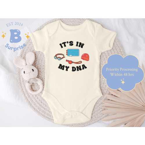 Swimming DNA Baby Onesie®: Natural Cotton Future Swimmer Gift