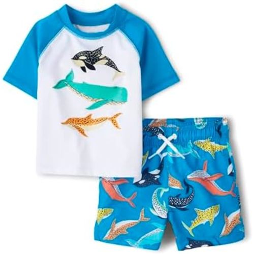 The Children's Place Baby-Boys and Toddler Short Sleeve Rashguard and Bottoms