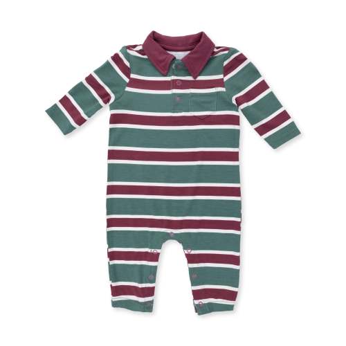 Rugby Stripe Green - Polo Romper