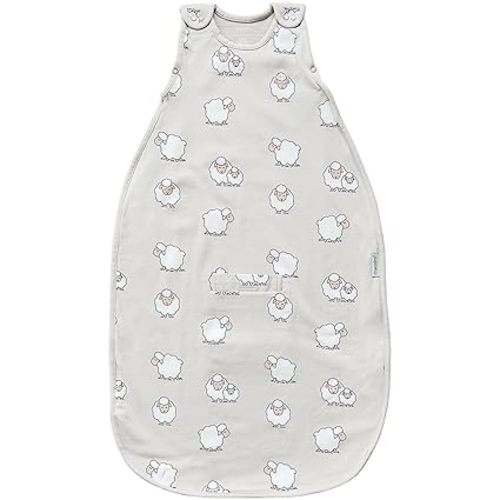 Woolino Merino Wool & Organic Cotton Baby Sleep Sack 2-24 Months – Ultimate 4-Season Baby Sleeping Bag, Universal Size Wearable Blanket, 2-Way Zipper & Adjustable Fit, Year-Round Use - Sheep