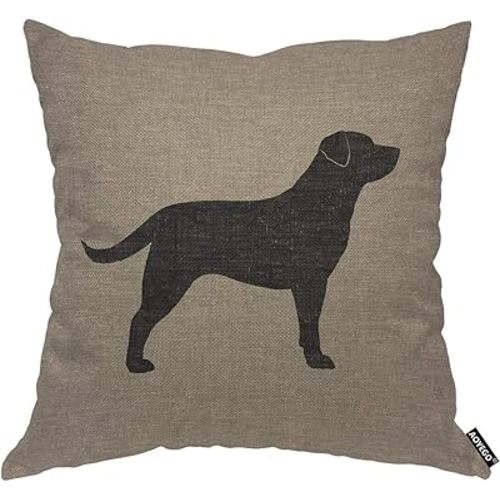 AOYEGO Labrador Dog Throw Pillow Cover Silhouette Retriever Dog Animal Pet Friend Canine Puppy Mammal Cute Pillow Case 18x18 Inch Decorative Men Women Room Cushion Cover for Home Couch Bed