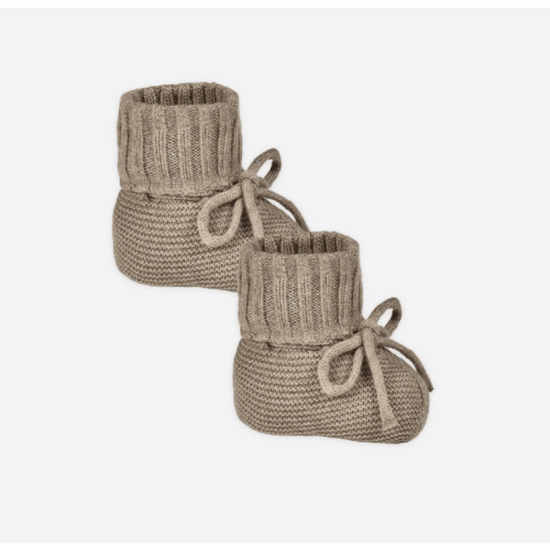 Knit booties (0-3, Heathered Mocha)