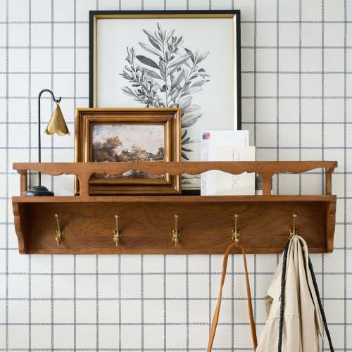Daphne Wood and Brass Display Shelf