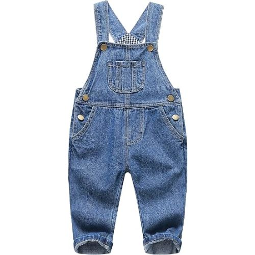 KIDSCOOL SPACE Baby Boy Girl Jean Overalls,Toddler Denim Cute Workwear,Light Blue,18-24 Months