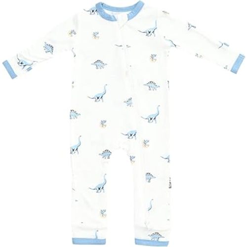 Kyte Baby Unisex Rayon Made From Bamboo Zippered Rompers (Newborn, Jurassic)
