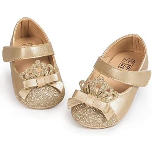 KIDSUN Infant Baby Girls Mary Jane Shoes Soft Sole Ballet Slippers Bow Princess Newborn Dress Wedding Flat Shoes