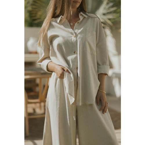 Aspen Top in Natural | Button Down Linen Top