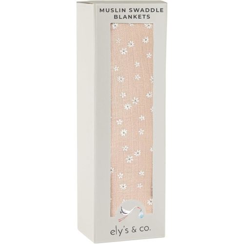 Ely's & Co. Cotton Muslin Swaddle Blanket 1-Pack — 100% Cotton Muslin Extra-Large Swaddle Blankets (47” x 47”) Printed (Pink Ditsy Flower)