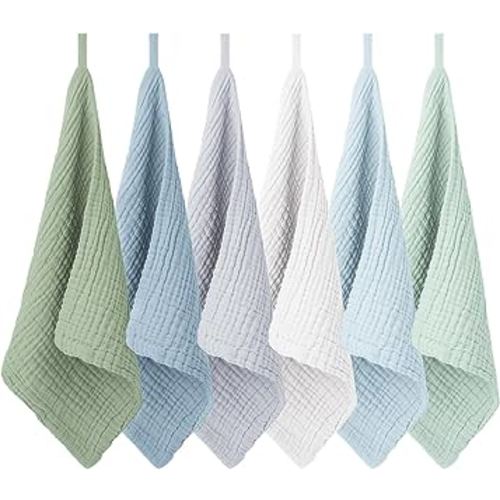 Amazon.com: Konssy 6 Pack Baby Muslin Washcloths for Unisex 100% Cotton Wash Cloth Set for Baby Face Body Comfy and Soft for Newborn Infants Kids Girls and Boys : Baby