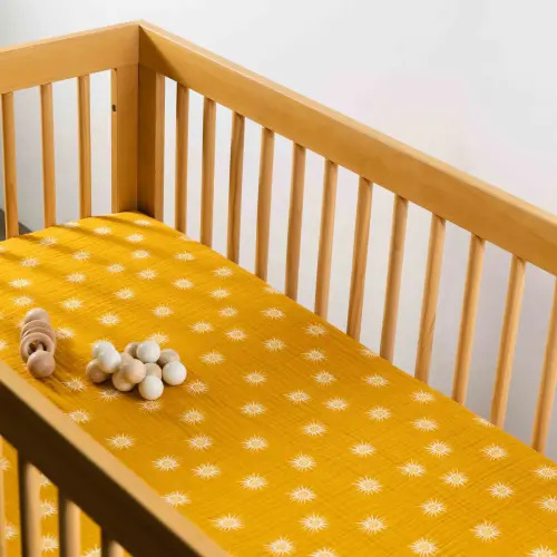 Crib Sheet in GOTS Certified Organic Muslin Cotton