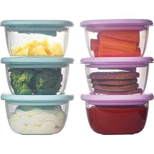 Liname Silicone Baby Food Containers (6 Pack) - Baby Food Storage Containers with Ventilation Valve for Reheating & Rubber Bottom for Easy Frozen Food Release - Baby Led Weaning & Feeding Essentials