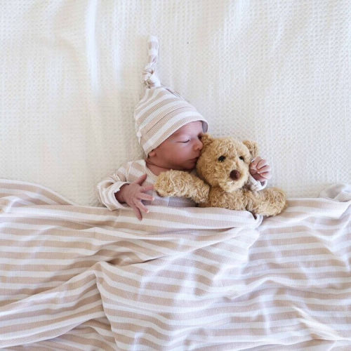 Latte Stripes Bamboo Waffle Oversized Swaddle Blanket