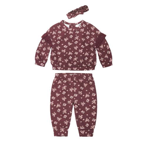 Wonderluxe Baby Girls' Long Sleeve Sweatshirt and Pant, 3-Piece Set, Sizes 0-3M-24M