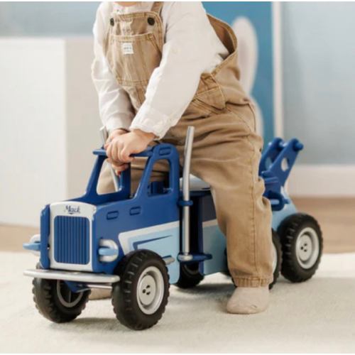 Moover Truck - Dark Blue: Pedal & Push Wooden Riding Toy, 85 lb Capacity