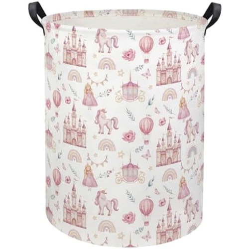 Baby Laundry Basket Baby Hamper for Nursery Girl Kids Butterfly Hamper Cute Kids Toys Storage Bin Organizer Butterfly Room Decor for Home(Princess Castle)