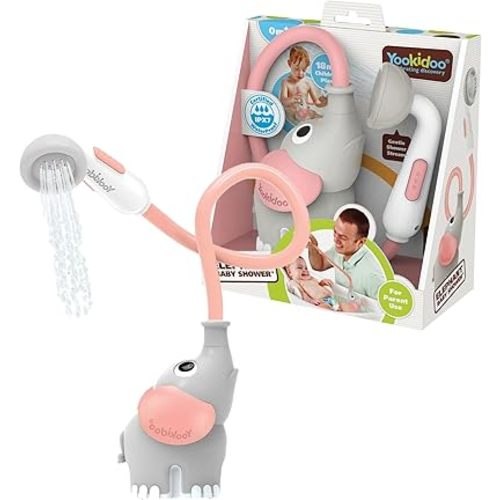 Yookidoo Pink Elephant Baby Bath Toy - Bath & Shower Game - Awakening of the Senses - Hose Sprinkler - 0 to 2 Years Old
