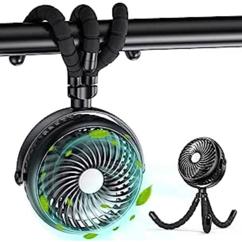 Amazon.com: AMACOOL Baby Stroller Fan 20H Work Time Battery Powered Clip on Fan with Flexible Tripod for Car Seat Crib Bike Treadmill Umbrella Wheelchairs 5" Black : Baby