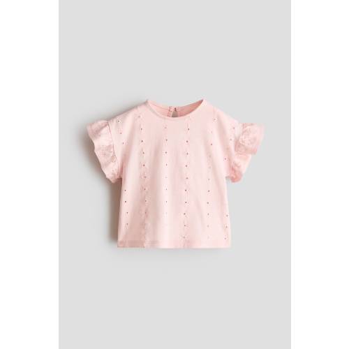 FLUTTER-SLEEVE TOP WITH EYELET EMBROIDERY