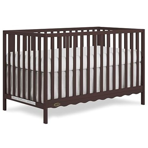 Dream On Me Synergy Wave 5-in-1 Convertible Crib in Chocolate Chip, JPMA & Greenguard Gold Certified, Converts from a Baby Crib to a Toddler Bed, Daybed, and Full-Size Bed