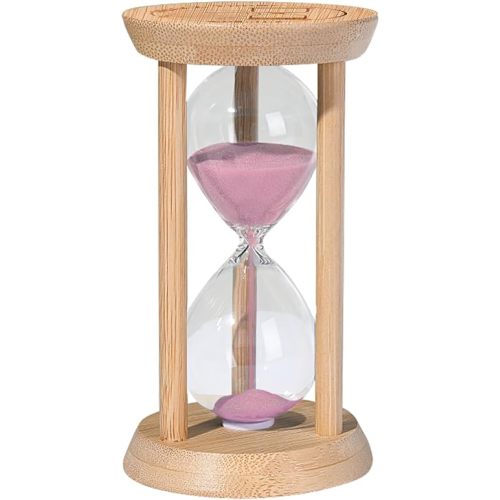 Wood Sand Timer,2 Minute Hourglass,Mini Bamboo Sandglass Timer 2 Min,Unbreakable Sand Clock for Toothbrush Timer,Game,Gift,Pink