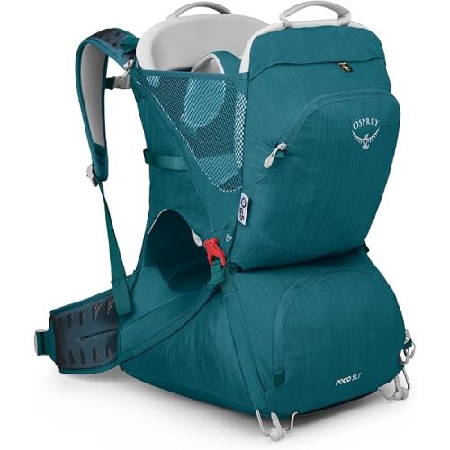 Osprey Poco SLT Lightweight Child Carrier Backpack - Slimmed-Down Hiking Carrier for Toddlers with Safety Harness, Sunshade, and Ventilated Backpanel - Lightweight Travel-Friendly Option