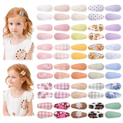 60 PCS Snap Flower Pattern Hair Clips for Fine Hair - 1.5 Wrapped Mini Barrettes and Hair Accessories for Infants and Toddlers