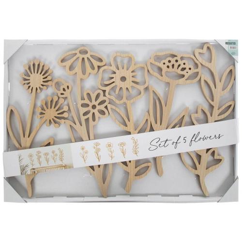 Flower Wood Cutouts Wall Decor Set