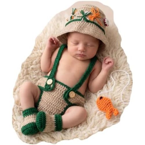 Zeroest Newborn Baby Photography Props Crochet Fisherman Set