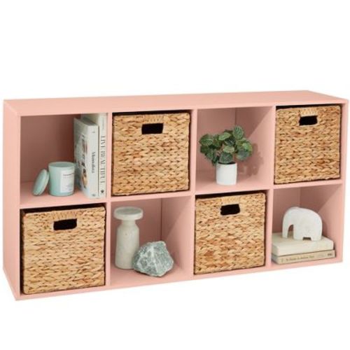 Best Choice Products 8-Cube Bookshelf, 11in Display Storage System, Organizer w/ Removable Back Panels - Light Pink