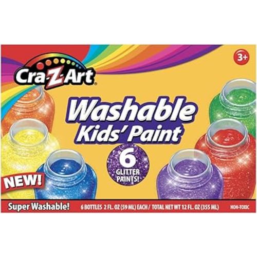 Cra-Z-Art Glitter Washable Kid's Paint 2oz 6 Color Set