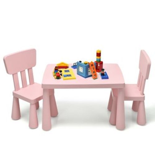 Costway Kids Table & 2 Chairs Set Toddler Activity Play Dining Study Desk Baby Gift Pink
