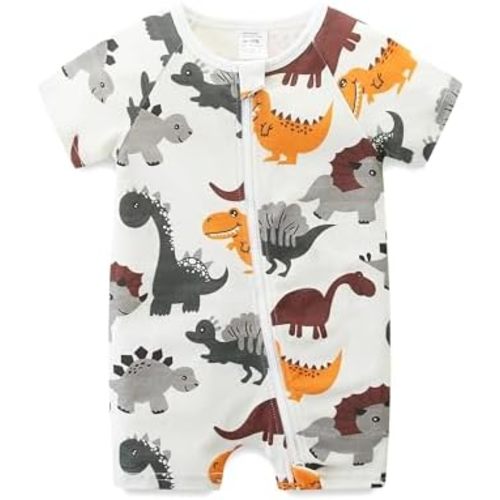 Gender Neutral Baby Clothes Cotton Short Sleeve Pants Double Zipper Footless Coming Home Outfit Boy Girl