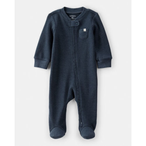 Baby Boy Solid Cotton Long-Sleeve 2-Way Zip Sleep & Play Pajamas - Navy - Carter's | Carter's