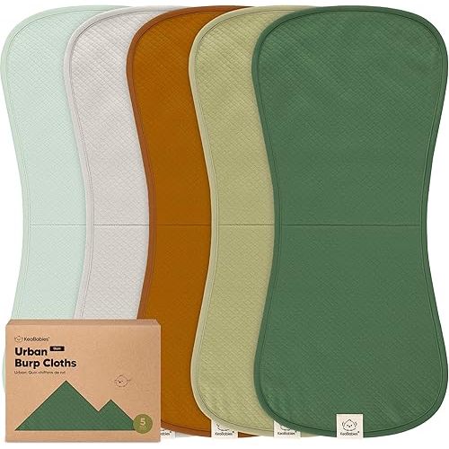KeaBabies 5-Pack Organic Burp Cloths Baby Girl, Boy - Extra Large, Absorbent Baby Burp Cloths, Soft Burping Cloths for Babies, Newborn Burp Clothes, Cotton Burp Rags,Thick Burp Cloth (Hunter/Quin)