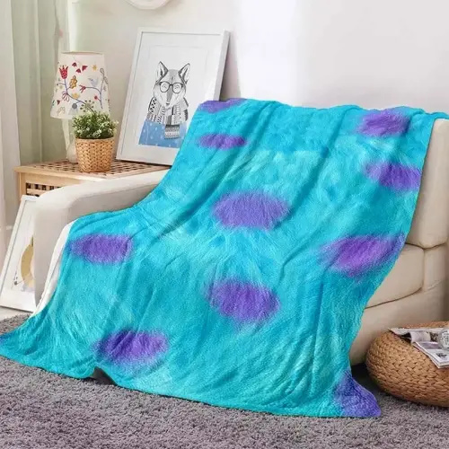 Monsters Inc Throw Blanket, Flannel Cute Monsters Inc House Themed Stuffed Soft Nap Throw Blanket for Home Decor Gifts