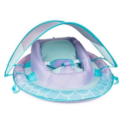 SwimWays - Infant Baby Spring Float with Adjustable Sun Canopy - Light Purple Mermaid