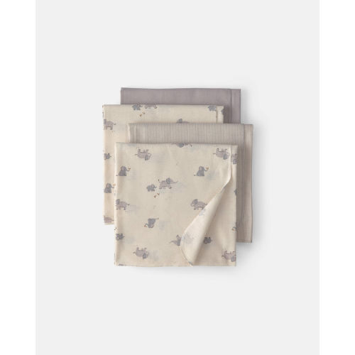 Baby 4-Pack Elephant Receiving Blankets - Grey/Cream