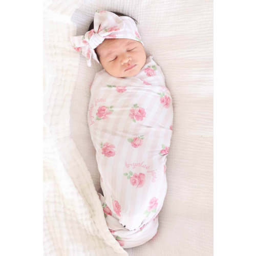 Rosy & Cozy Personalized Swaddle Blanket