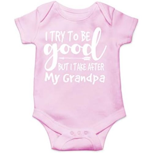 AW Fashions I Try To Be Good But I Take After My Grandpa Baby Bodysuit Funny Adorable Infant Cute Clothing