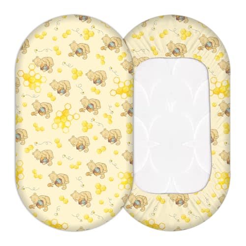 1 Pcs Winnie Baby Bassinet Sheets, Honey Theme Baby Crib Sheet, Bassinet Sheets for Baby Boy or Girl, Soft and Comfortable Toddler Bed Sheet, The for New Parents, 32x16 Inch