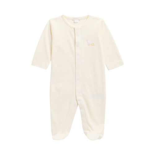 Embroidered Pima Cotton Footie, 0-3M