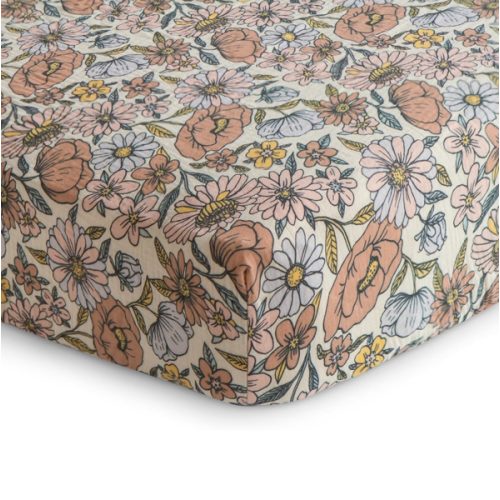 Amazon.com: mushie Extra Soft Muslin Fitted Crib Sheet | 192 Thread Count | 28"x 52" (Retro Flowers)